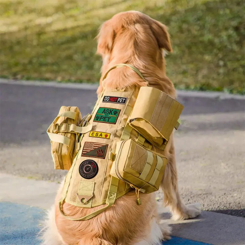 Harnais chien militaire avec poches & poignée -  - Dogsaddicte